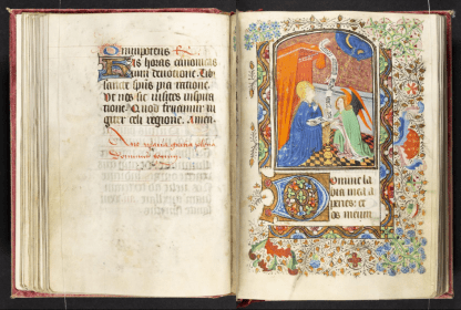 middeleeuw manuscript met miniatuur